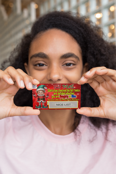 Elf-Themed Naughty or Nice Scratch Card - Fun Holiday Surprise for Kids!