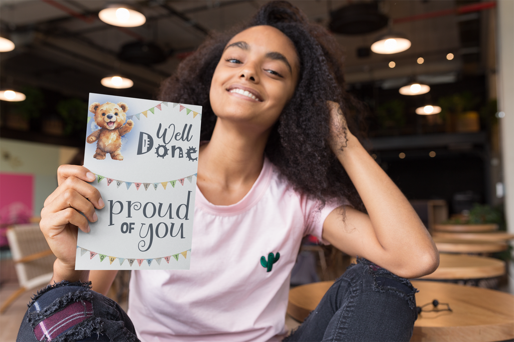 Well Done Card, Congratulations Proud of Yo, You DId It A5 Size Printed inside and out for Exam Results Graduation New Job Promotion Pregnancy Degree GCSE A Level Results