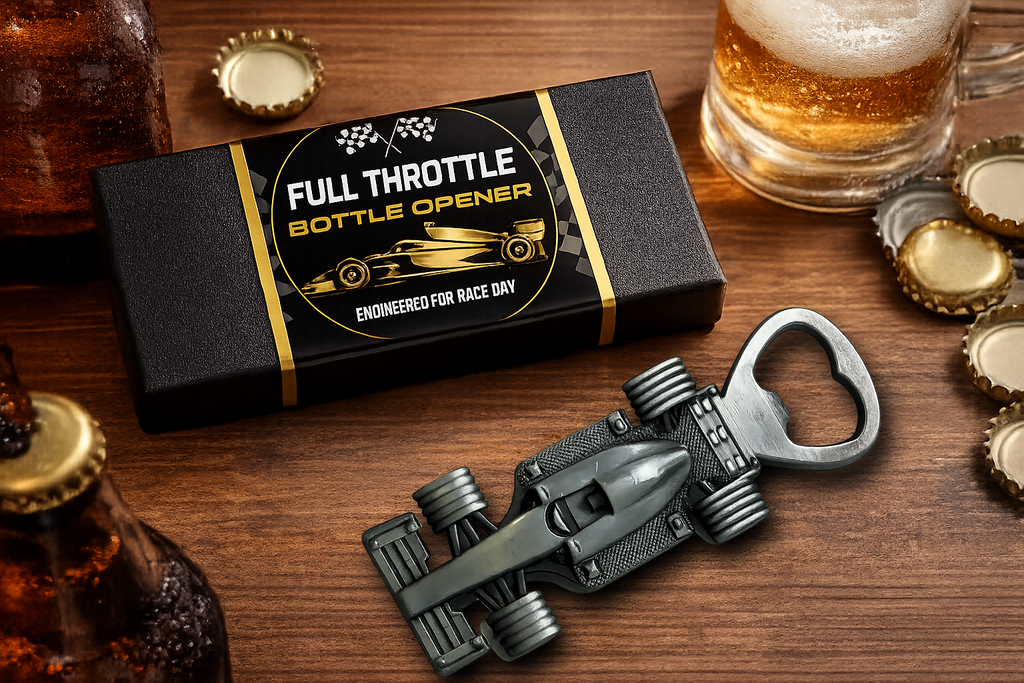 Race Car Bottle Opener Gift | Premium Beer Gift for Men & Dad