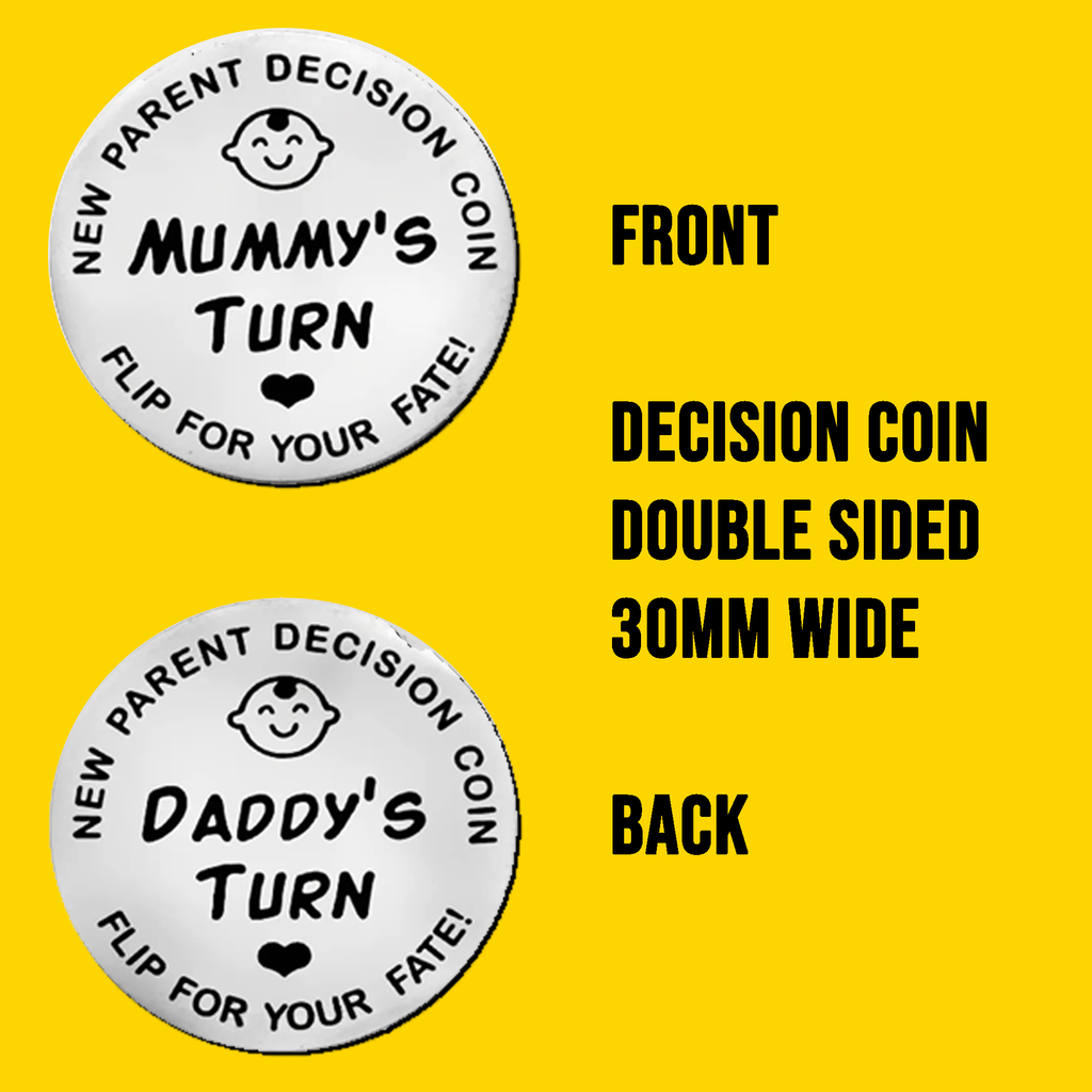 New Parent Decision Coin – Funny Gift for Mum & Dad, Mummy or Daddy Turn