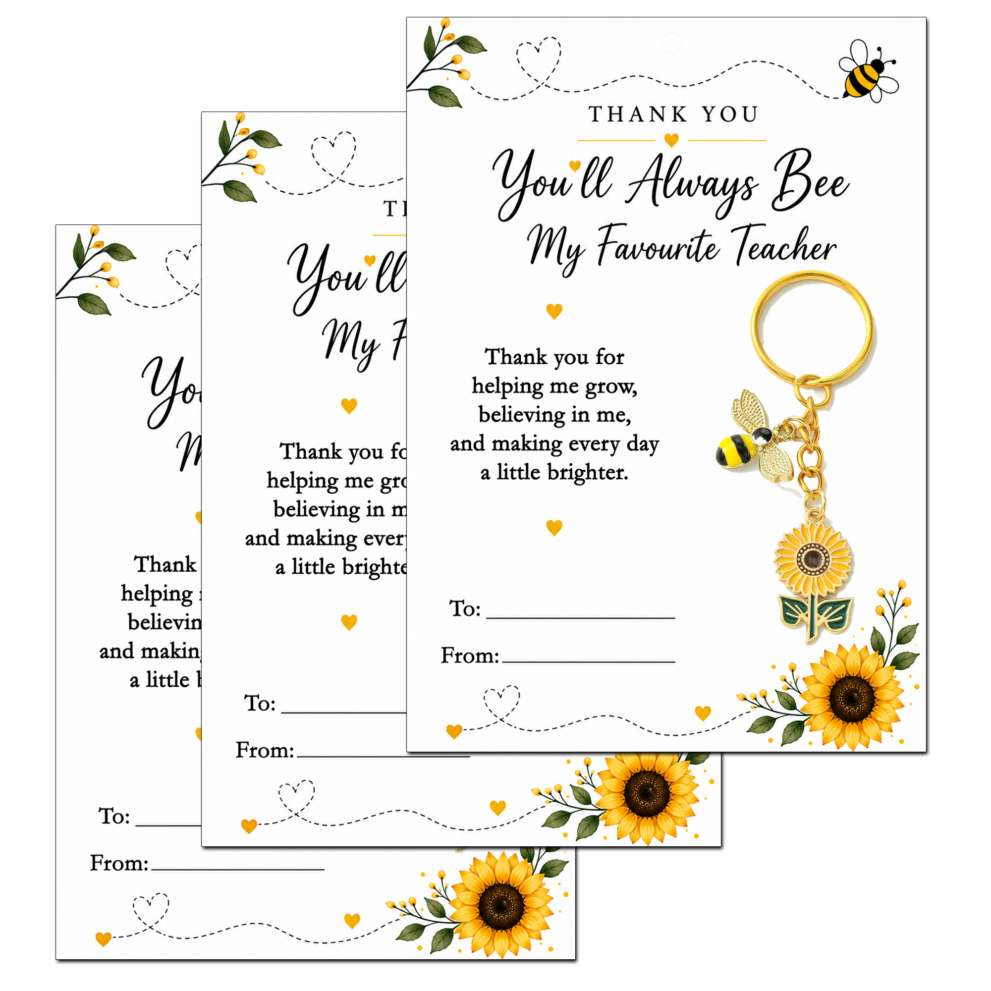 Thank You Teacher Gifts for Women, 3 Pcs Teacher Keyring Thankyou Helping Me Grow