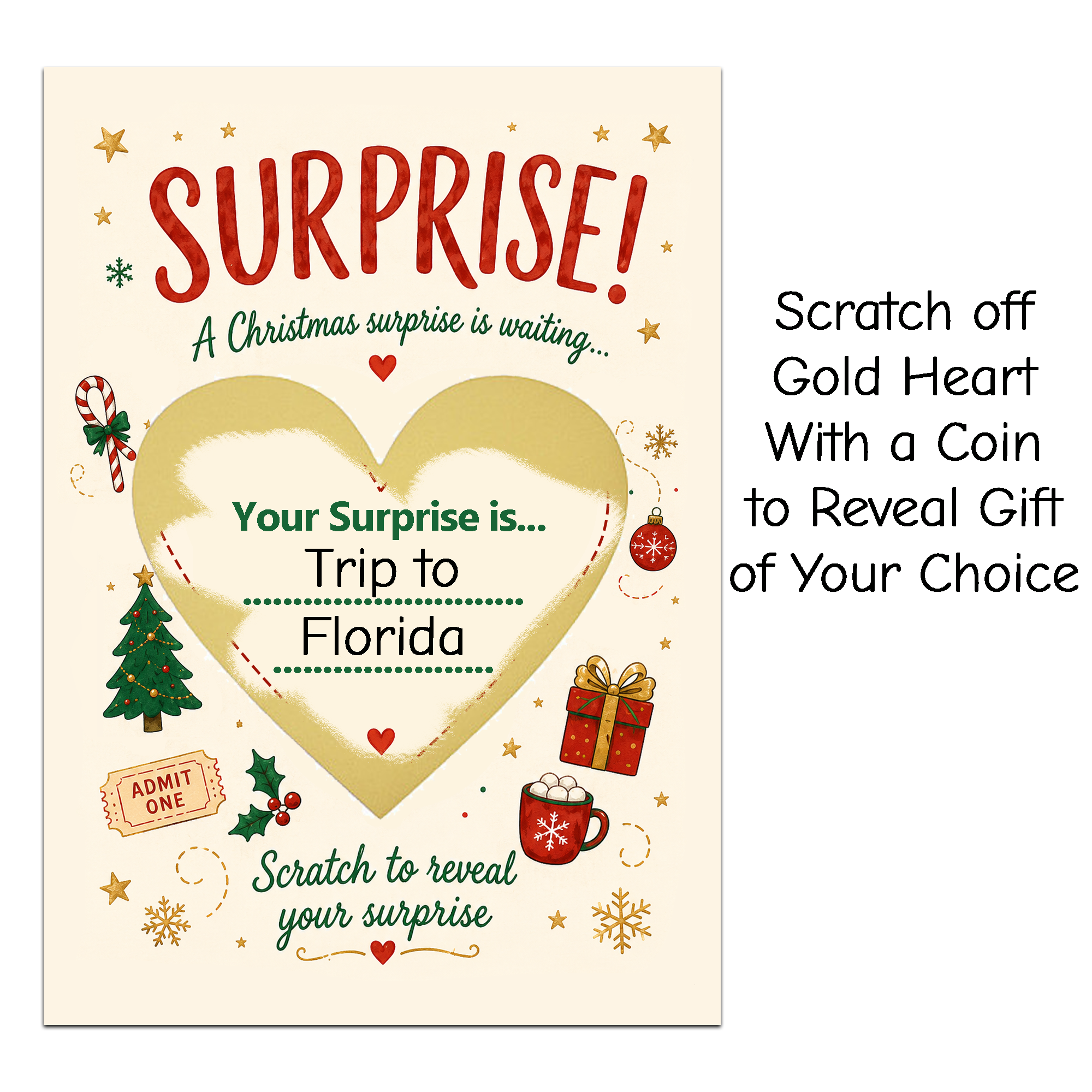 Christmas Reveal Scratch Card with Envelope – A6 Surprise Experience Gift