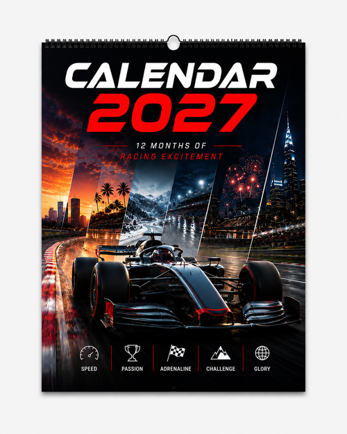 2027 Calendar Formula Racing Motorsports, Track Stats, Race Locations, A4 Size