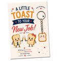 Toast Keyring Gift with Card – A Little Toast To Your New Job, Congratulations Gift, Coworker Leaving Present, Promotion Keychain