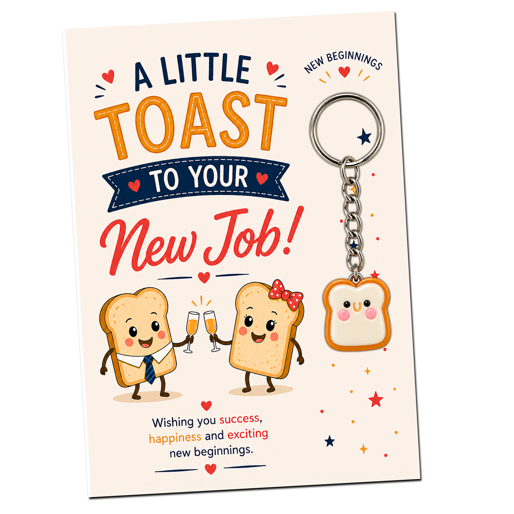 Toast Keyring Gift with Card – A Little Toast To Your New Job, Congratulations Gift, Coworker Leaving Present, Promotion Keychain