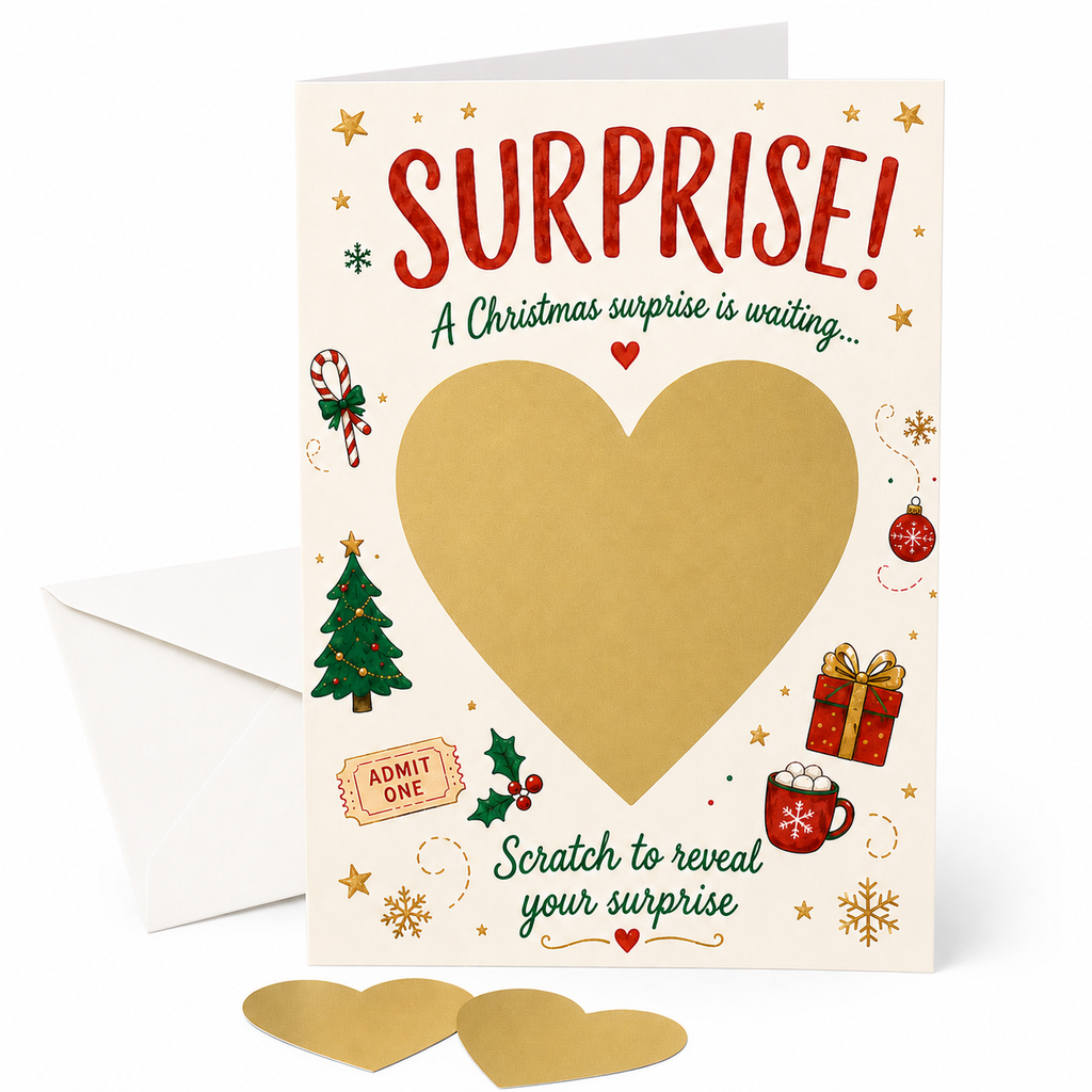 Christmas Reveal Scratch Card with Envelope – A6 Surprise Experience Gift