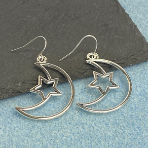 Star and Moon Dangle Earrings