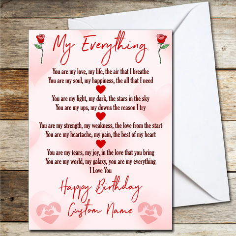 Especially To My Darling Wife Personalised Endearing A5 Birthday Card for Her Wife Female