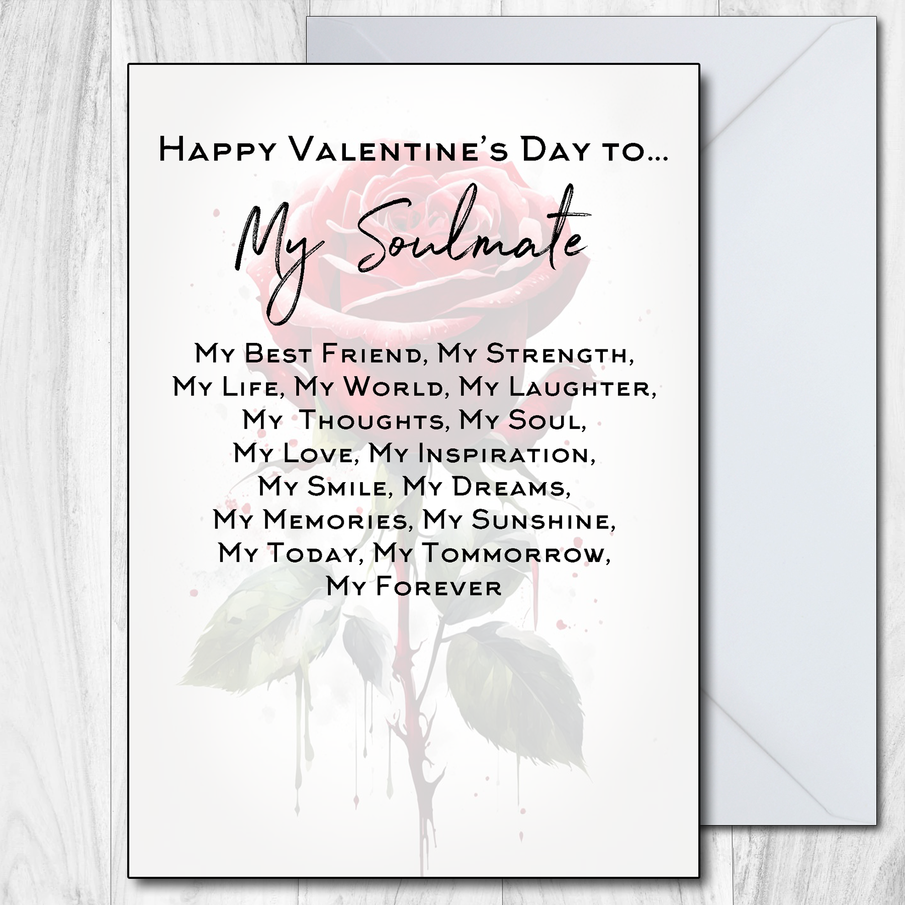 To My Soulmate Valentines Card Handmade Valentine's For Partner For Him Or Her Husband Wife
