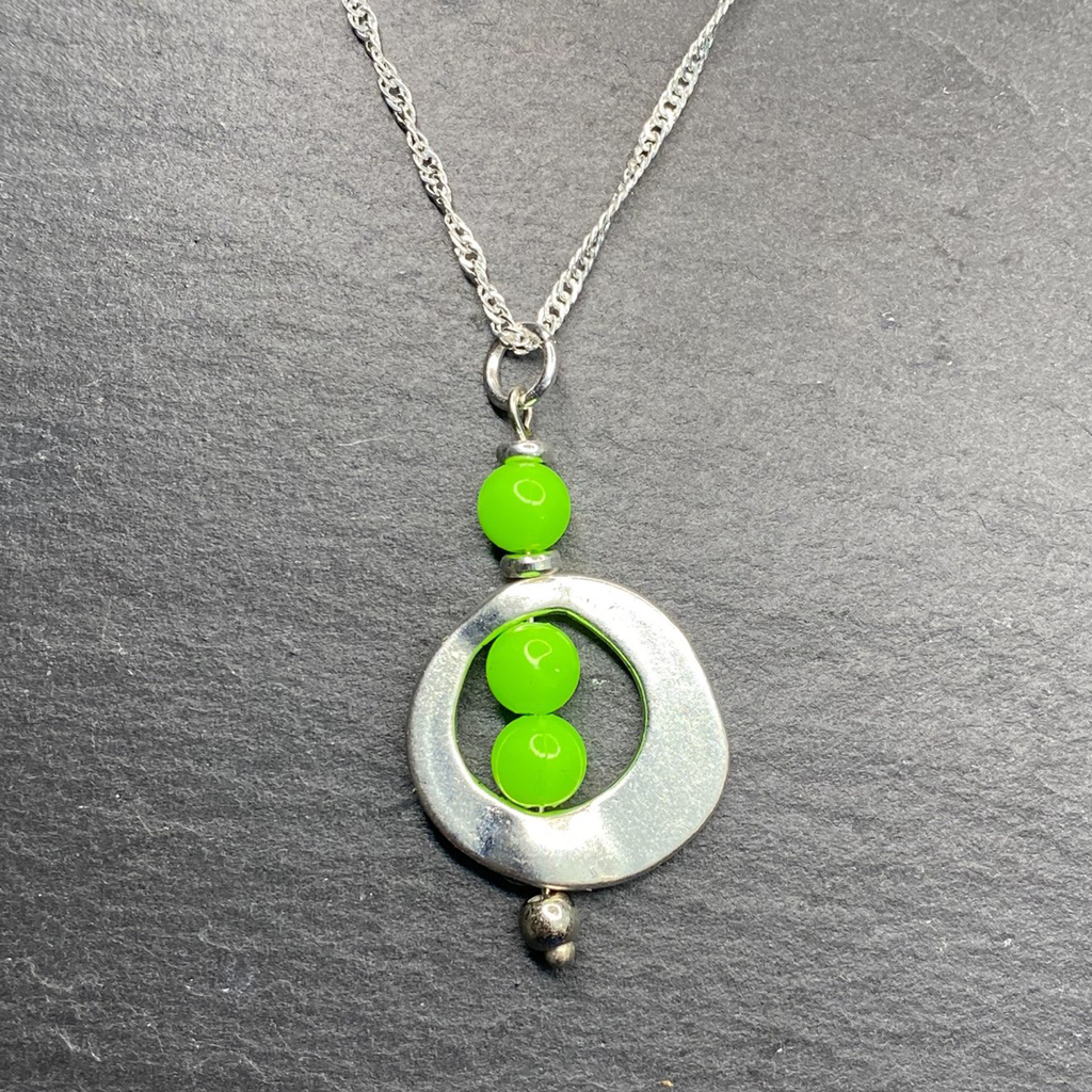 Lime Green Swirl Dangle Earrings and or Necklace