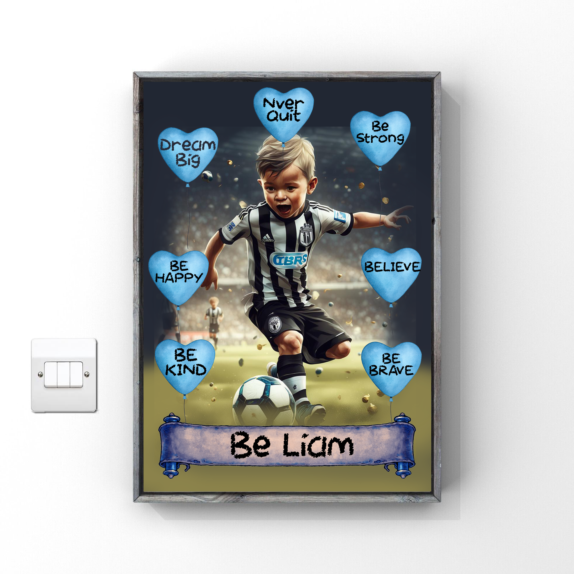Boys Bedroom Wall Art Decor Birthday Gift Brother Son Grandson Wall Art Newcastle Football Fan