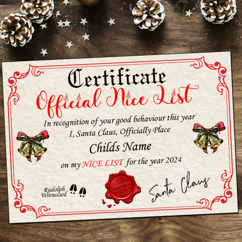 Christmas Naughty or Nice List Certificate 2024