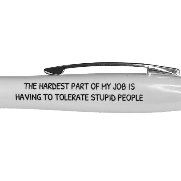 Funny Work Collegue Gifts, Work Friends Gifts, Manager Gifts, Teacher Gifts, Sarcastic Gifts, Pen with Message for Tolerating Stupid People, Retractable Ballpoint Pen