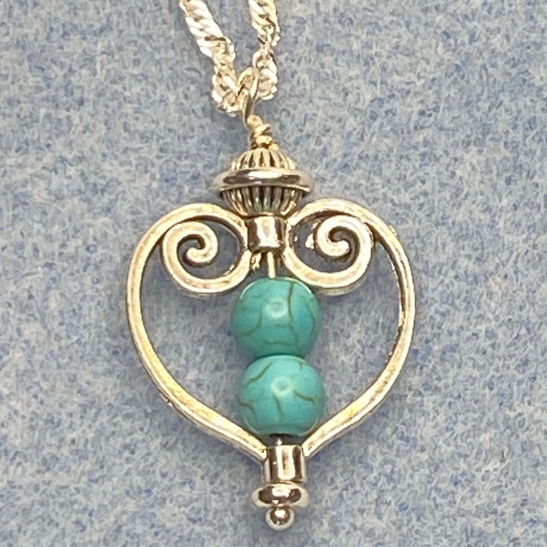 Turquoise Bohemian Celtic Heart Drangle Earrings