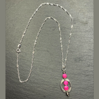 Hot Pink Frosted Fire Crackle Agate Dangle Bohemian Earrings, Necklace or Set