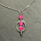 Hot Pink Frosted Fire Crackle Agate Dangle Bohemian Earrings, Necklace or Set