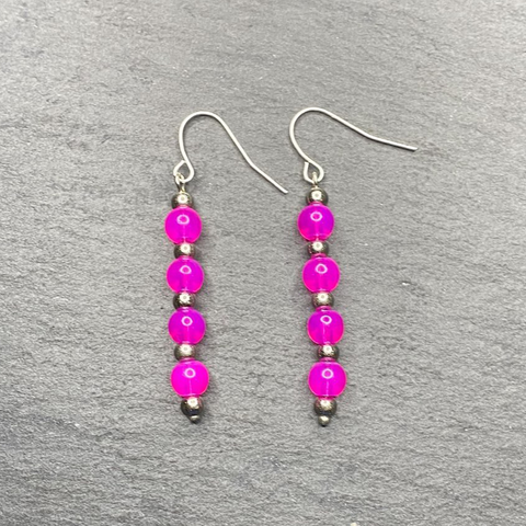 Camellia Pink Opalite Dangle Earrings