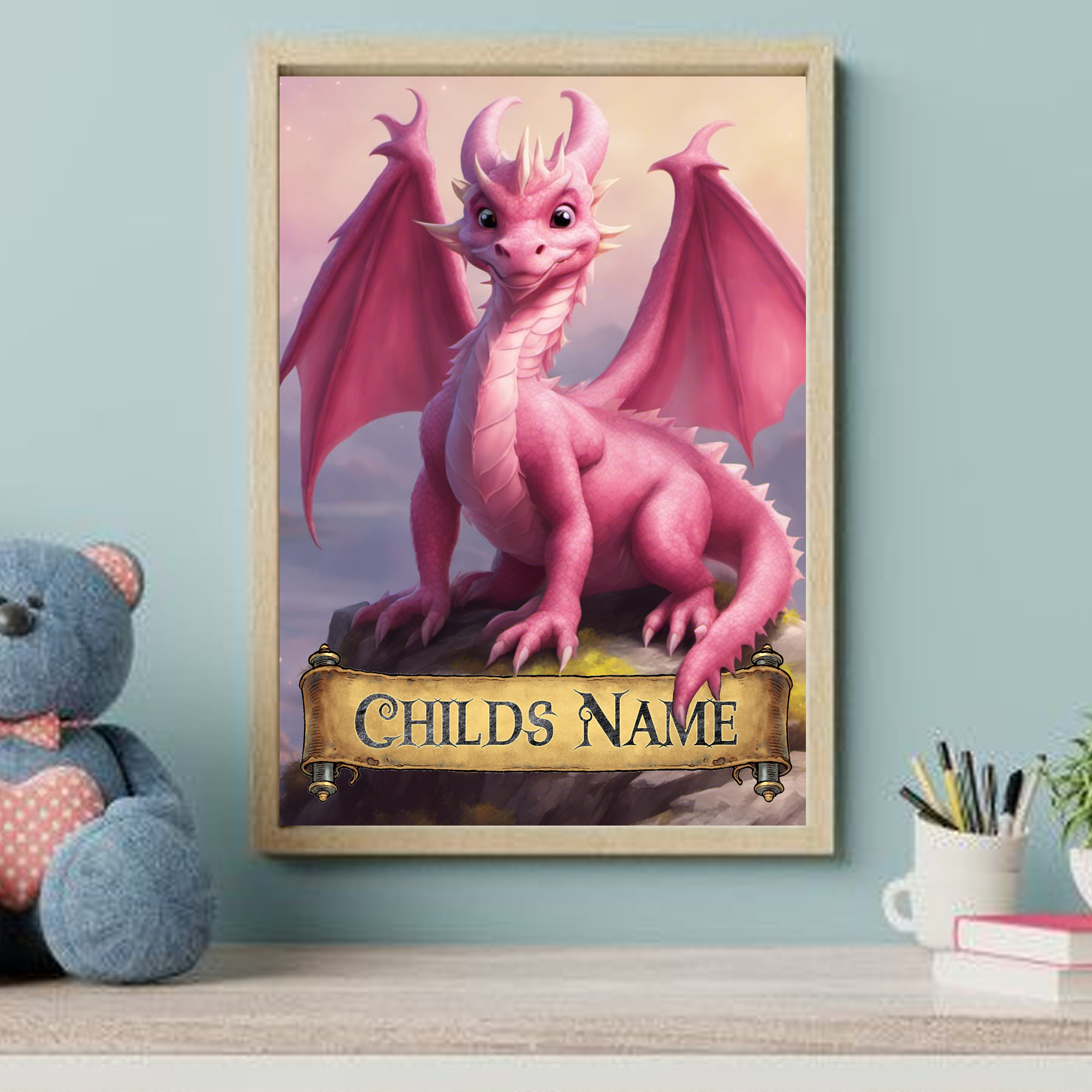 Personalised Dragon Print Son Grandson Daughter Granddaughter Print