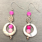 Hot Pink Frosted Boho Swirl Dangle Earrings