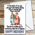 Funny Birthday Card In the Blink of an Eye Set of Pyjamas