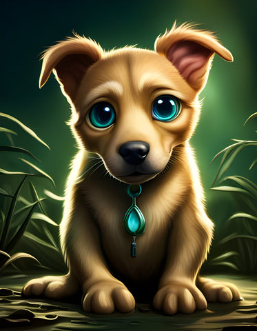 Cute Puppy Smiling Wearing Necklace Unique Gift Print