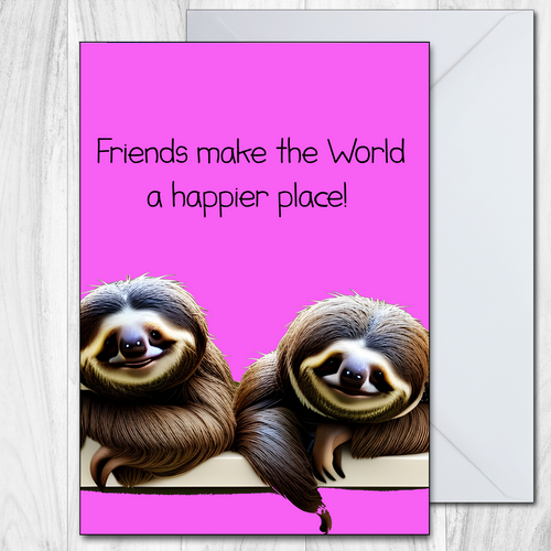 Best Friend Card Birthday Thank You Missing You Friendship Love Special Sloth