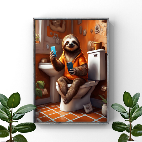 Sloth Chat: Adorable Bathroom Buddy Wall Art Decor Print