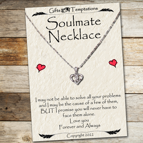 Soulmate Serenity Heart Necklace Gift for Girlfriend Fiance Partner Wife