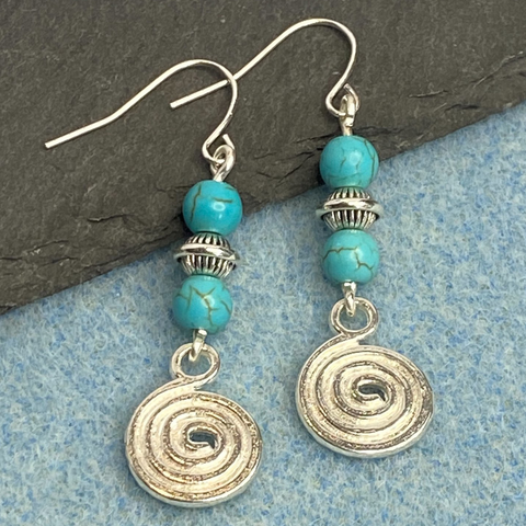 Turquoise Swirl Bohemian Dangle Earrings