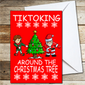 Christmas Card for Son, Daughter, Grandkids, TikToking Around the Christmas Tree A5