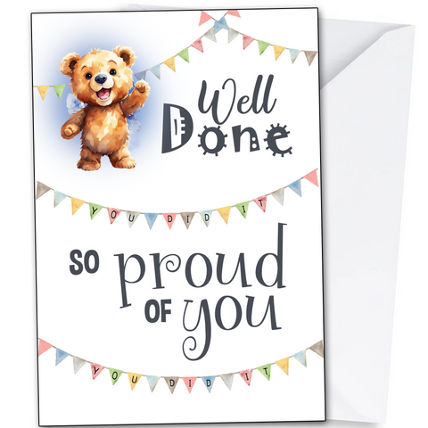 Well Done Card, Congratulations Proud of Yo, You DId It A5 Size Printed inside and out for Exam Results Graduation New Job Promotion Pregnancy Degree GCSE A Level Results