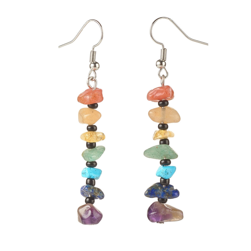 7 Chakra Long Drop Earrings for Women