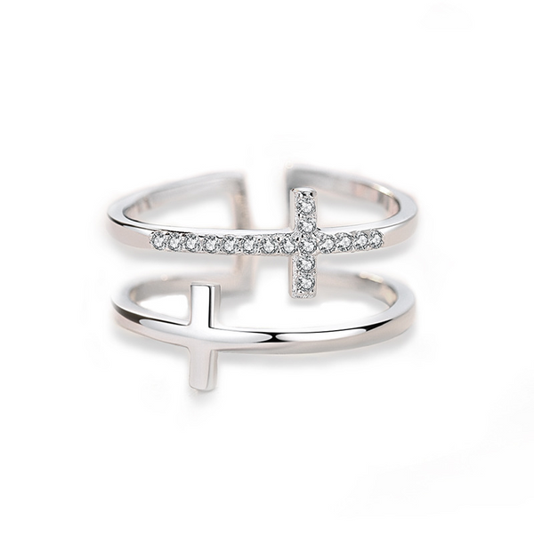 Double Cross Adjustable Ring