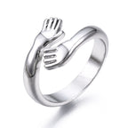 Hug Ring, Hands Cuff Ring for Friends, Mothers, Daughters and Sisters Gifts