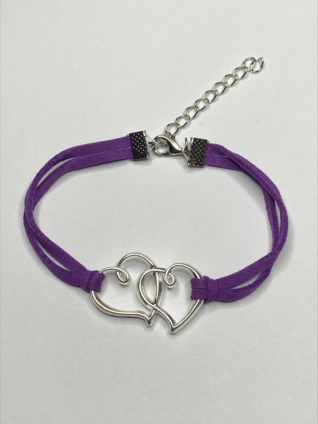 Double Heart Charm Leather Bracelet for Mum, Daughter, Sister Girlfriend
