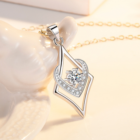 Diamond Shaped Heart Necklace - Valentines or Mothers Day Gift