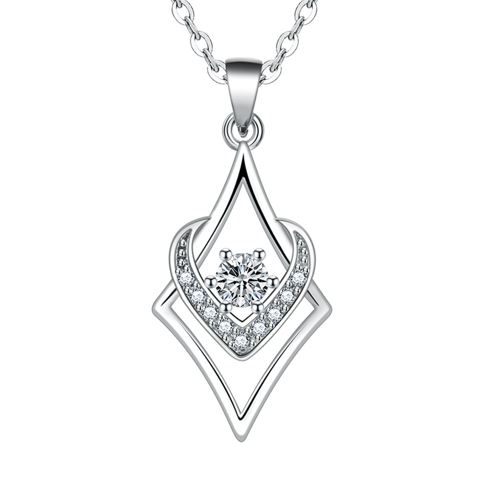 Diamond Shaped Heart Necklace - Valentines or Mothers Day Gift