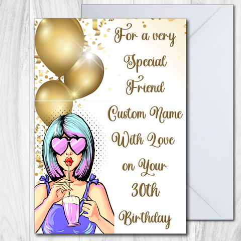 30th 40th 50th Personalised Birthday Card Friend Sister Daughter Niece Female