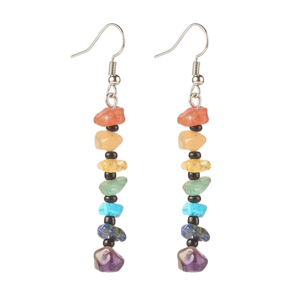 7 Chakra Long Drop Earrings for Women