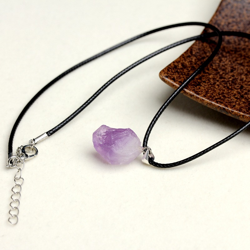 Amethyst Gemstone Necklace Pendant Natural Chakra Crystal Purple Stone