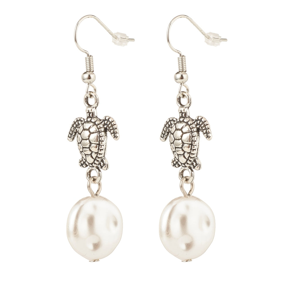 Imitation Flat Pearl Dangle Earrings Evening Wear