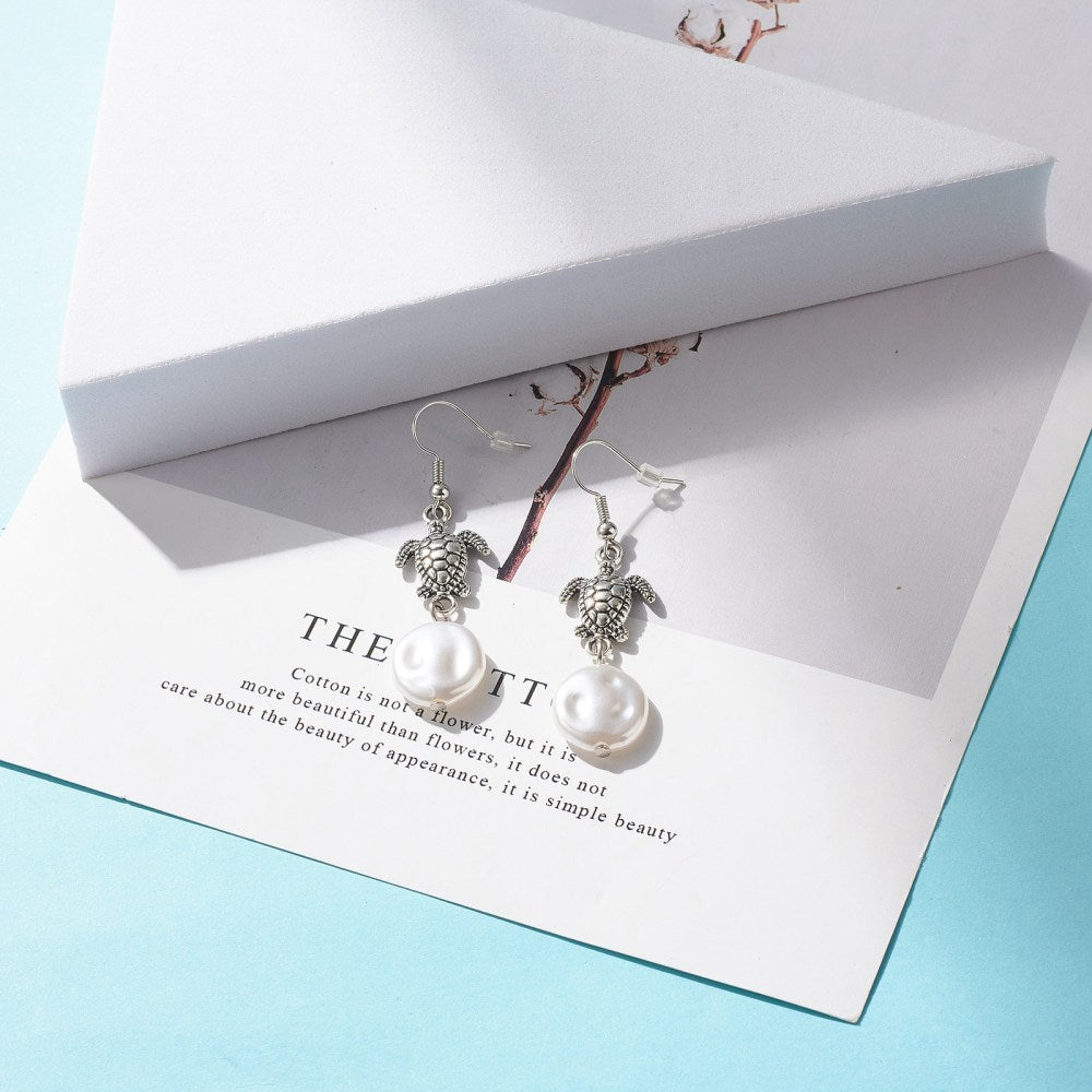 Imitation Flat Pearl Dangle Earrings Evening Wear