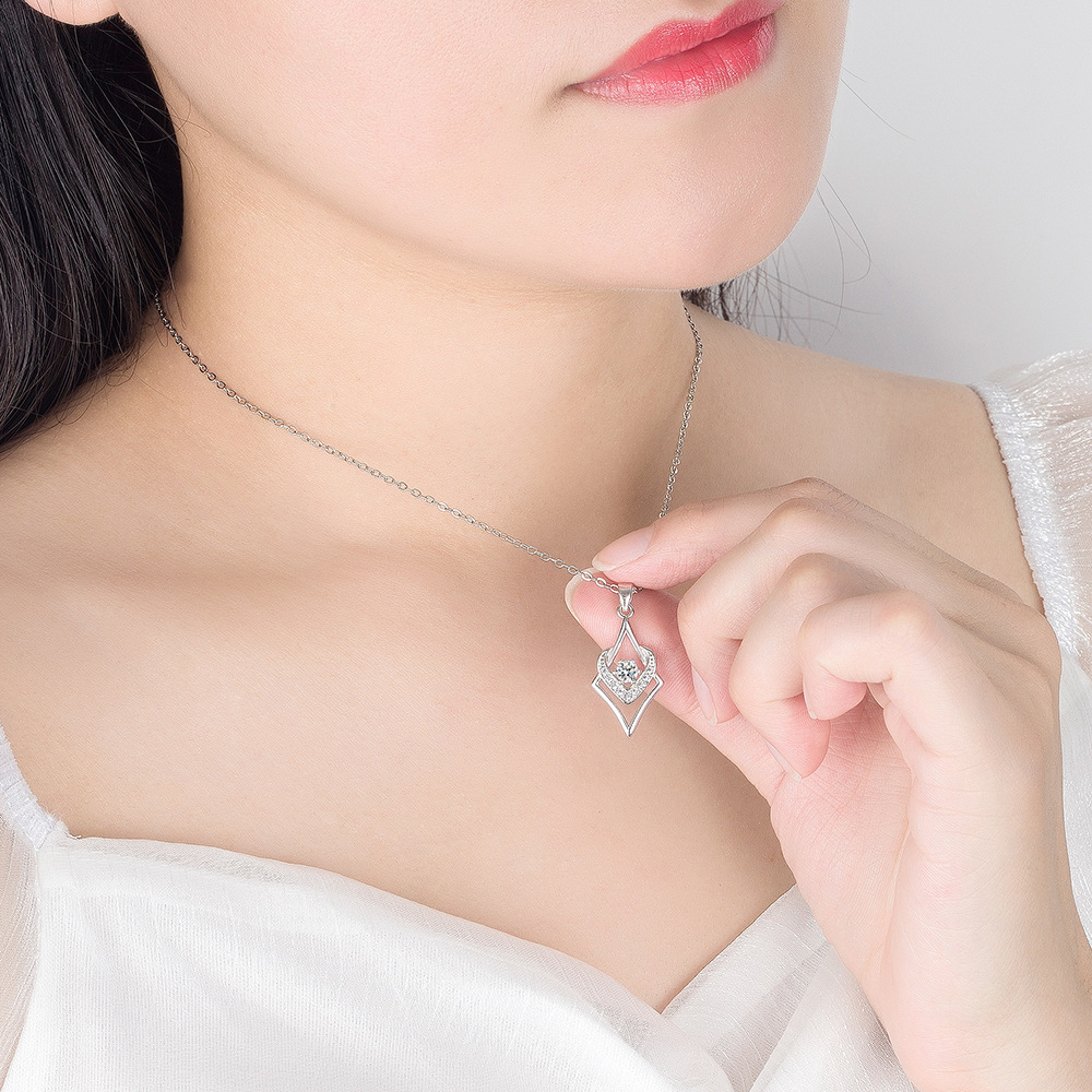 Diamond Shaped Heart Necklace - Valentines or Mothers Day Gift