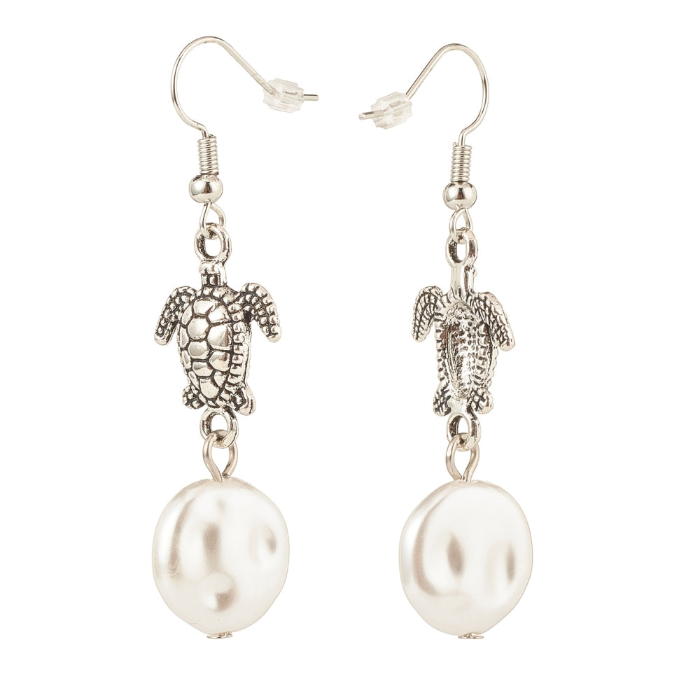 Imitation Flat Pearl Dangle Earrings Evening Wear