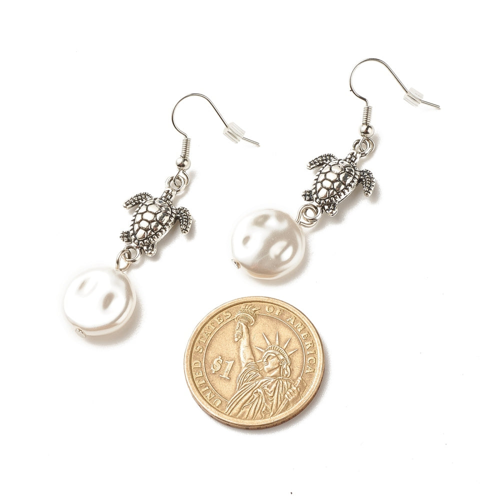 Imitation Flat Pearl Dangle Earrings Evening Wear