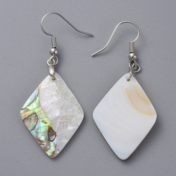 Abalone Shell Ice Drop Earrings - Rhombus Style