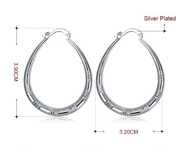 Silver Pearl Drop Hoop Earring