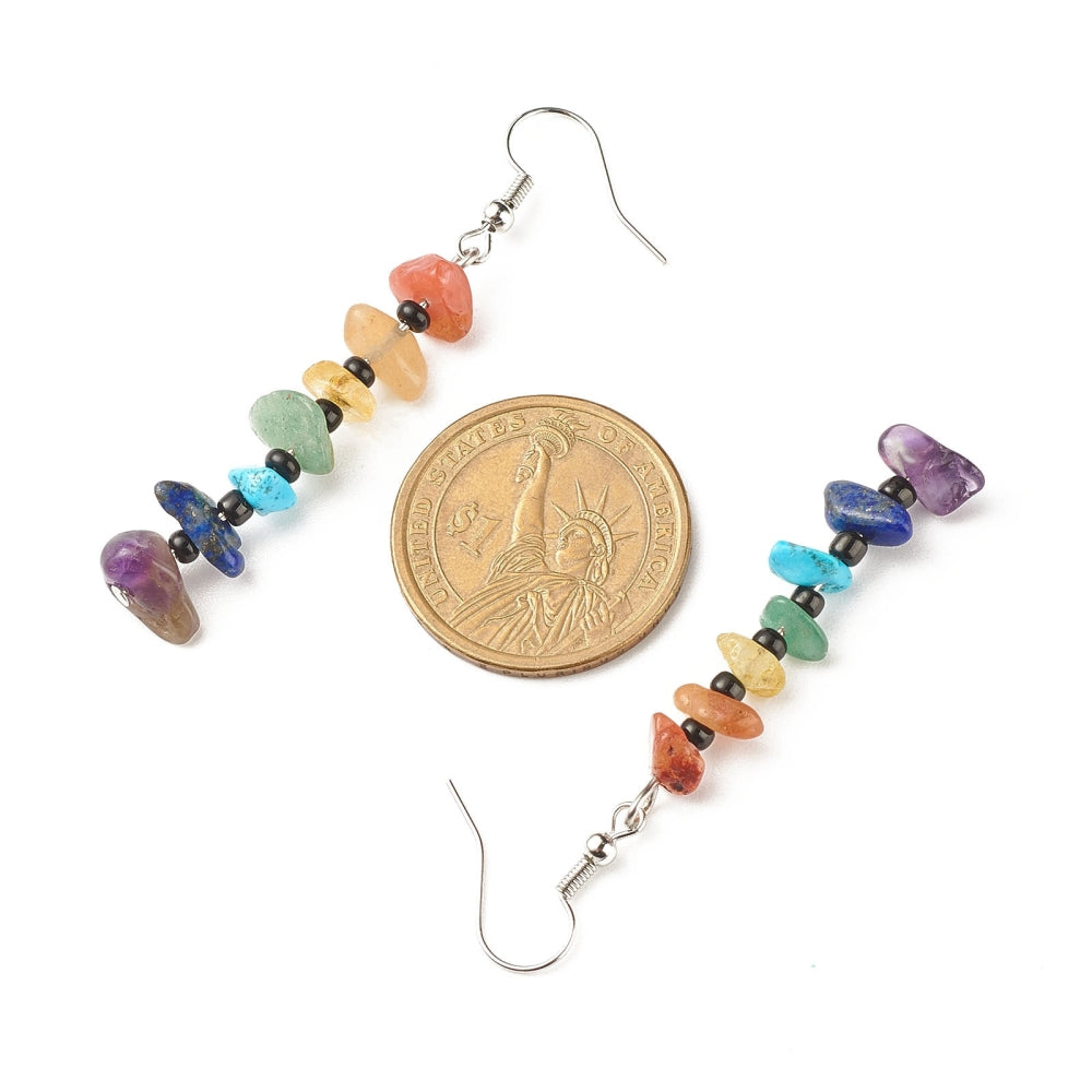 7 Chakra Long Drop Earrings for Women