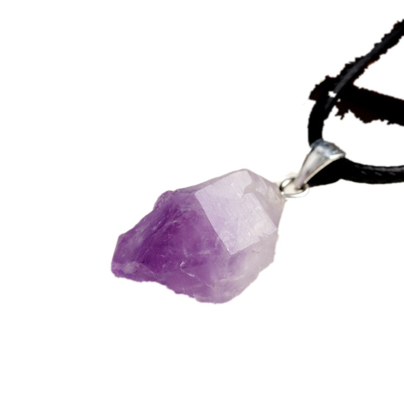Amethyst Gemstone Necklace Pendant Natural Chakra Crystal Purple Stone