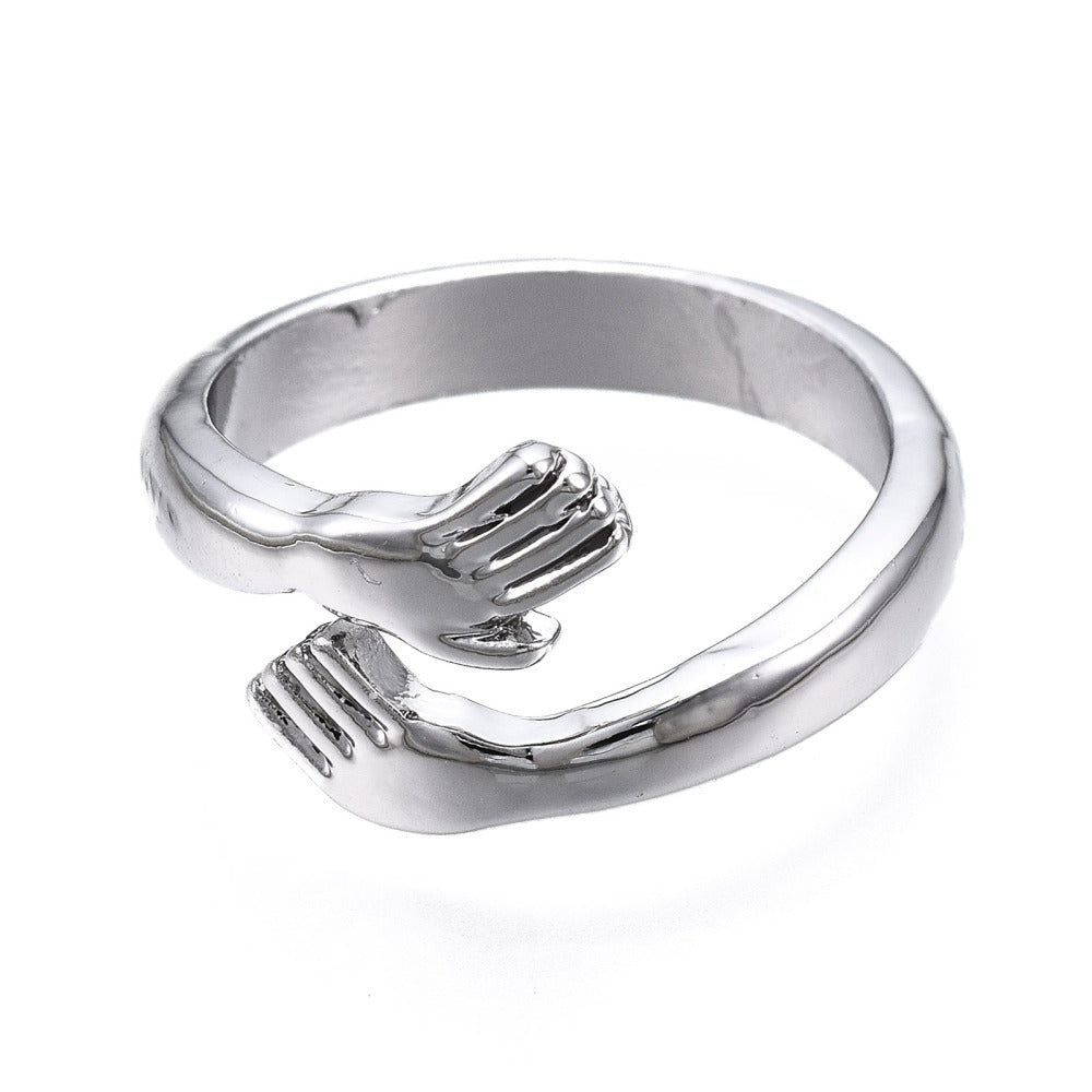 Hug Ring, Hands Cuff Ring for Friends, Mothers, Daughters and Sisters Gifts